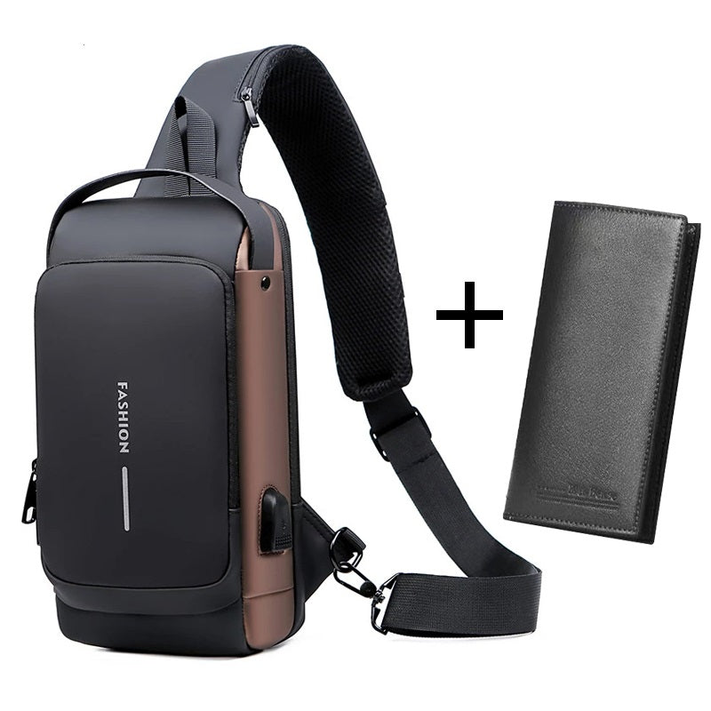 Bolsa de Ombro Impermeável Antifurto Usb - Smart Bag + Brinde