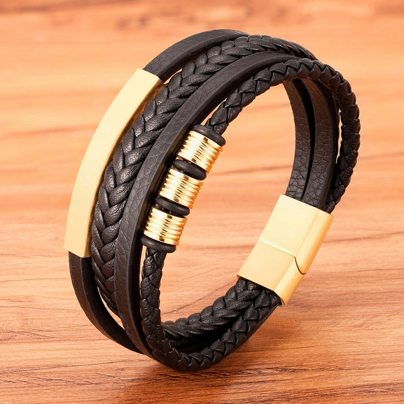 Pulseira Magnética Masculina de Couro - Matieu -