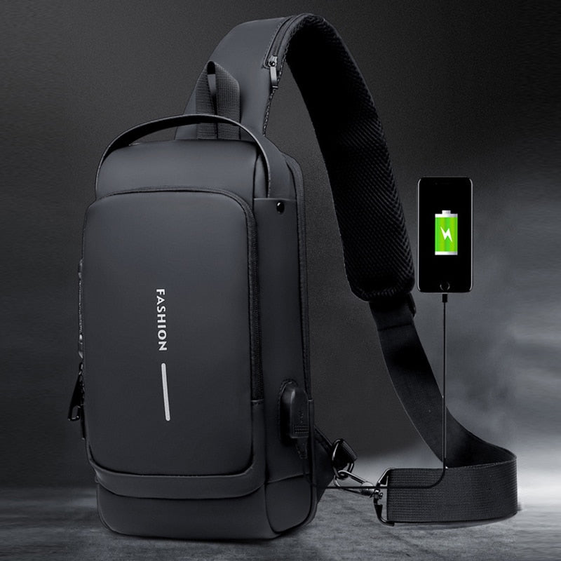 Bolsa de Ombro Impermeável Antifurto Usb - Smart Bag + Brinde